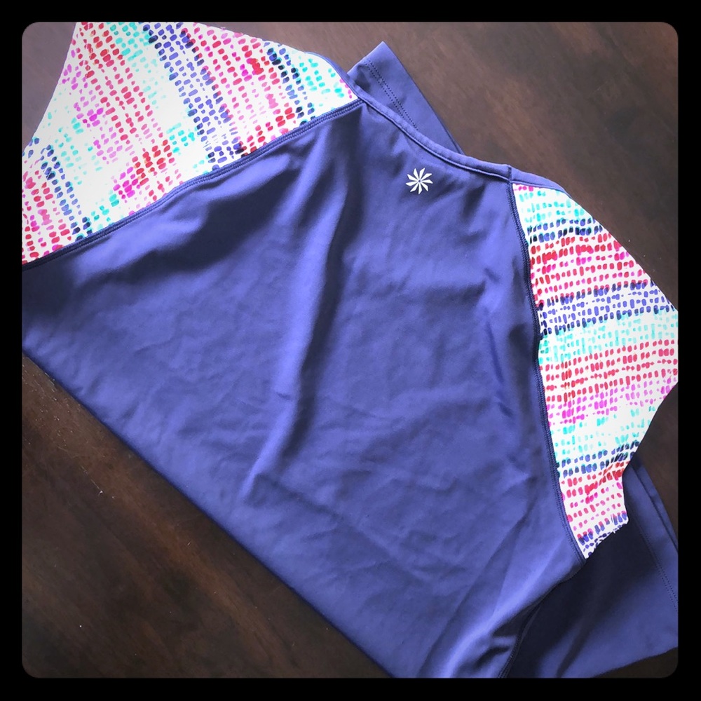 Athleta navy top/swim rashguard/cover up